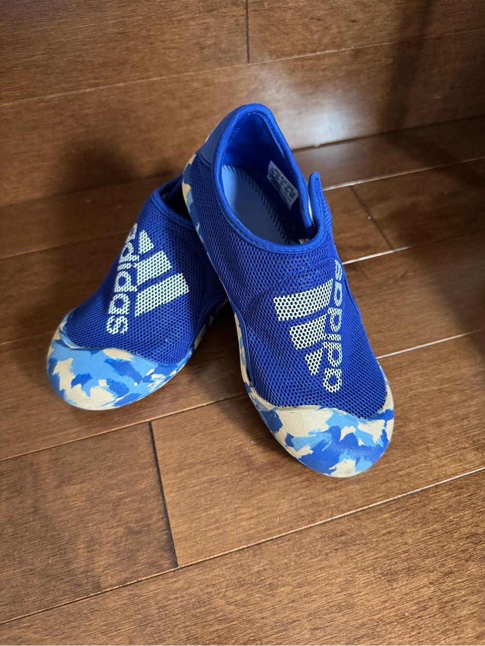 adidas Kids Royal Blue Slip-On Water Shoes with Camouflage Toe